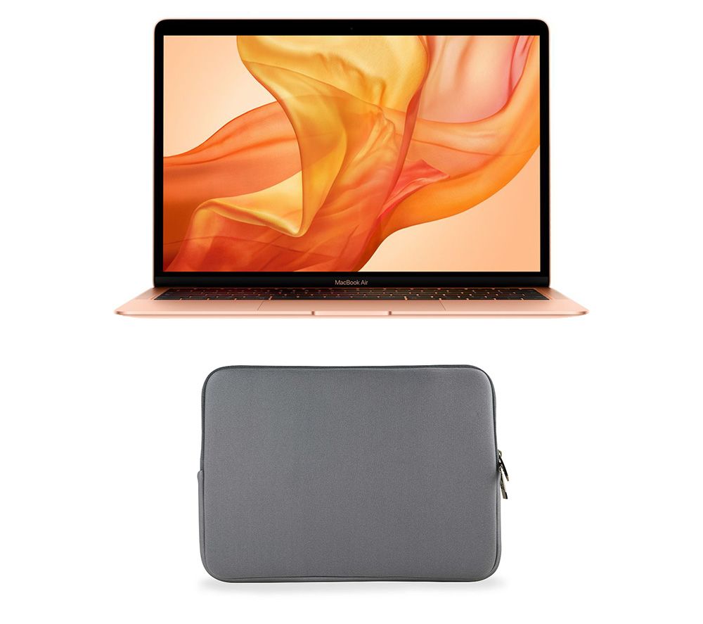 APPLE MacBook Air 13.3" with Retina Display (2018) & Grey Laptop Sleeve Bundle - 128 GB SSD, Gold, Grey