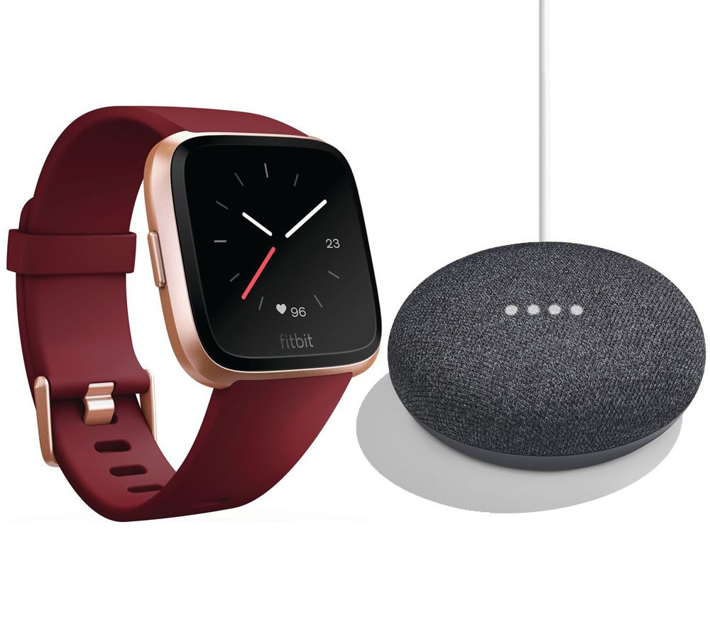 FITBIT Versa Ruby & Home Mini Charcoal Bundle, Charcoal