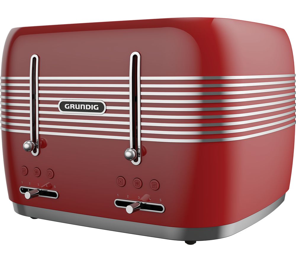 GRUNDIG TA7870R 4-Slice Toaster - Red, Red