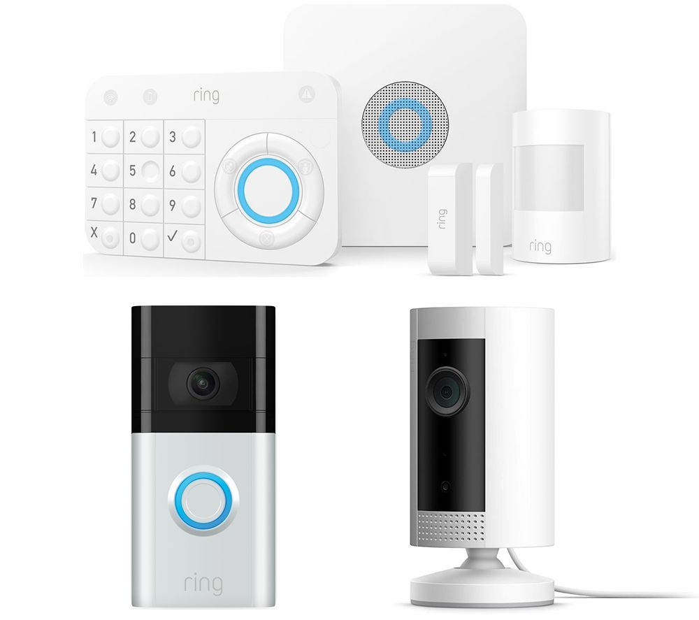 RING Alarm 5 Piece Security Kit, Video Doorbell 3 & Indoor Cam Full HD 1080p WiFi Security Camera Bundle
