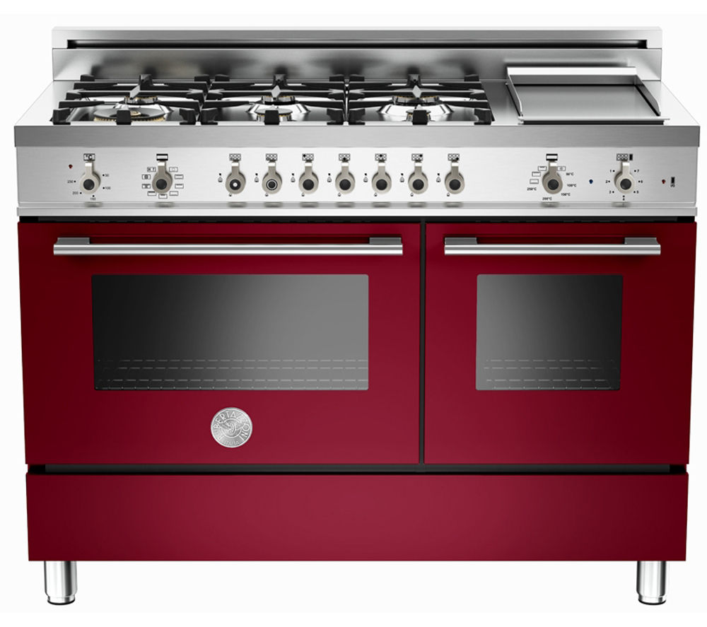 BERTAZZONI Professional 122 Dual Fuel Range Cooker - Burgundy