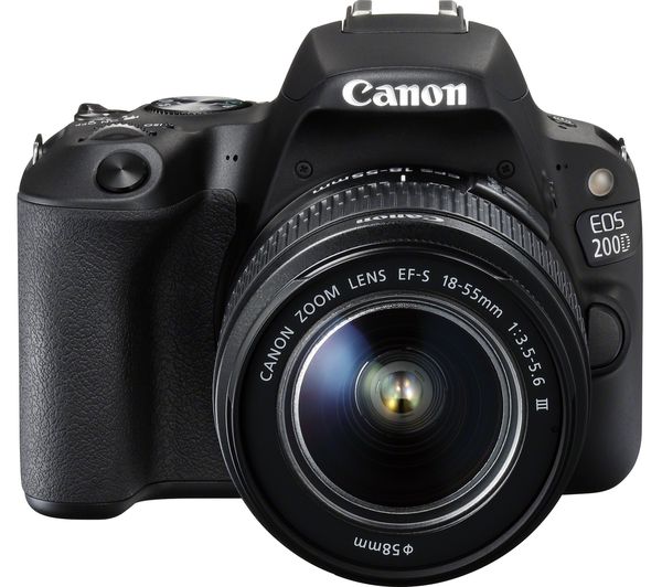 Canon EOS 200D DSLR Camera with EF-S 18-55 mm f/4-5.6 DC Lens - Black, Black
