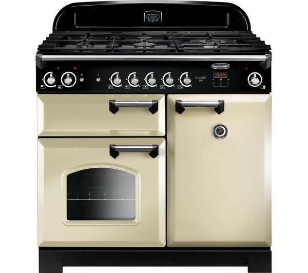 Rangemaster Classic 100 Gas Range Cooker - Cream & Chrome, Cream