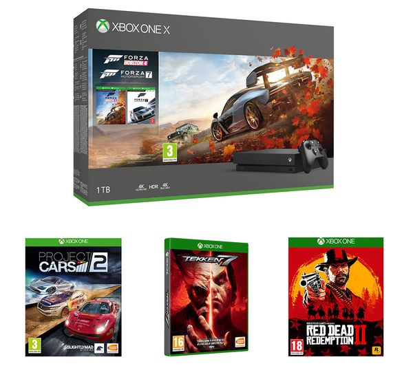 MICROSOFT Xbox One X, Forza Horizon 4, Forza Motorsport 7, Red Dead Redemption 2, Tekken 7 & Project Cars 2 Bundle, Red