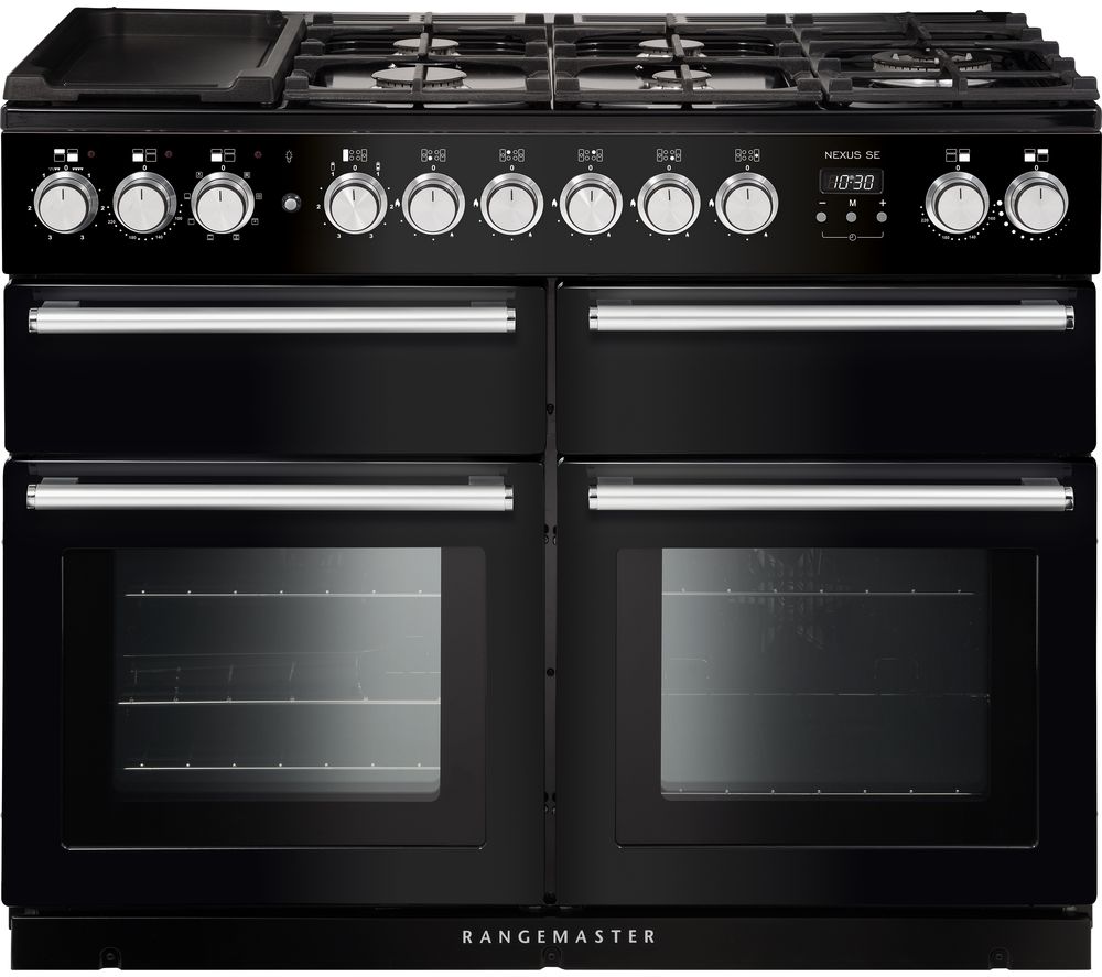 Rangemaster Nexus SE NEXSE110DFFBL/C 110 cm Dual Fuel Range Cooker - Black & Chrome, Black