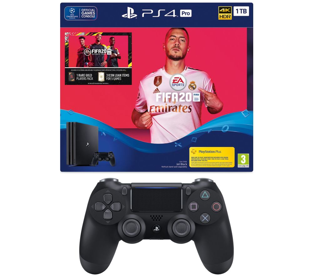 SONY Playstation 4 Pro with FIFA 20 & DualShock Controller Bundle - 1 TB