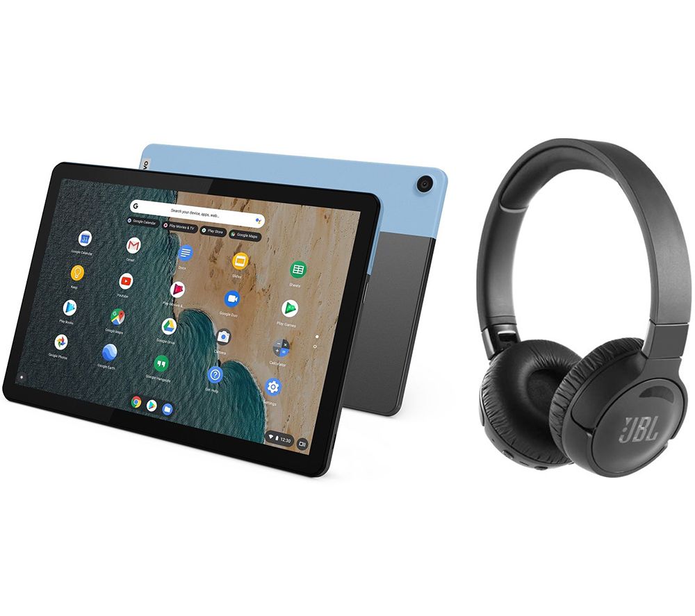LENOVO IdeaPad Duet 10.1" 2 in 1 Chromebook & Wireless Noise-Cancelling Headphones Bundle - MediaTek P60T, 128 GB eMCP, Blue & Grey, Blue