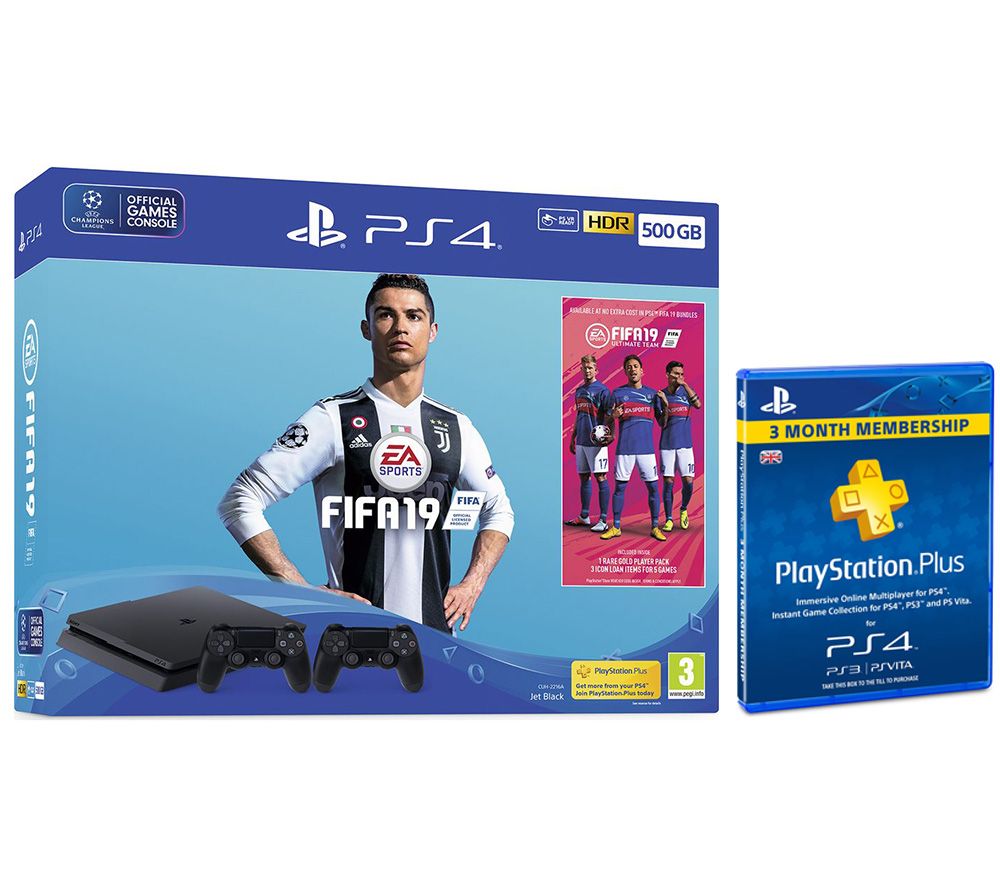 PlayStation 4 500 GB with FIFA 19 & 3 Month PS Plus Subscription