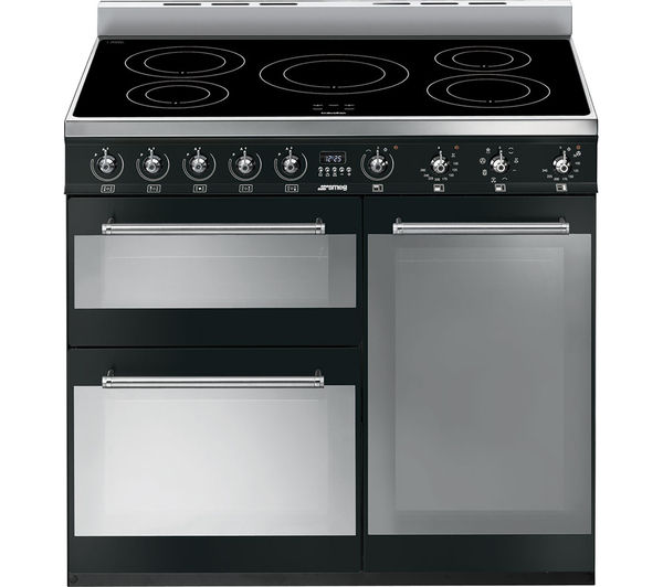 SMEG Symphony 90 cm Electric Induction Range Cooker - Black & Stainless Steel, Stainless Steel