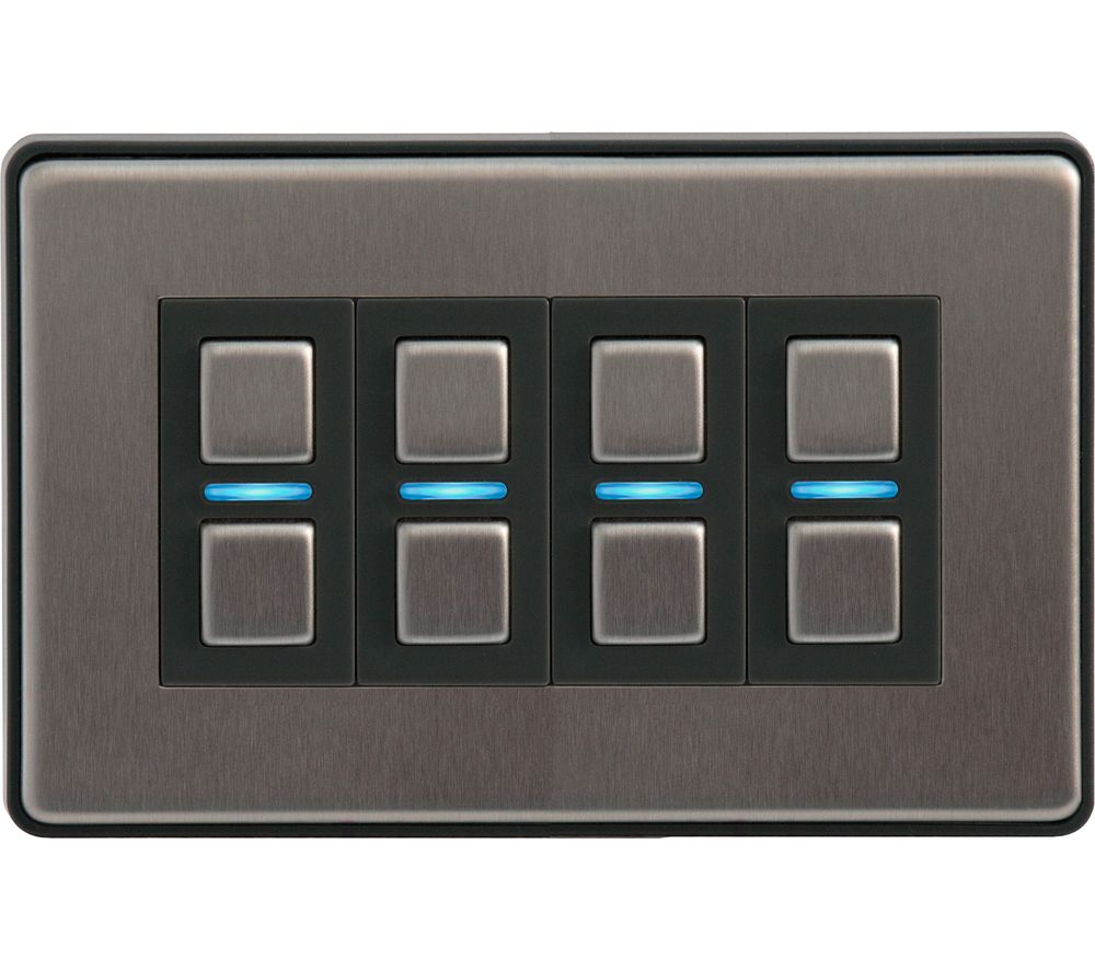 LIGHTWAVE Smart Series 4 Gang Dimmer Switch - Stainless Steel, Stainless Steel