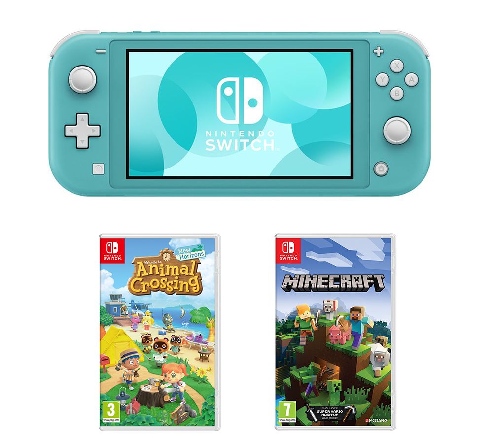 NINTENDO Switch Lite, Animal Crossing: New Horizons & Minecraft Bundle - Turquoise, Turquoise