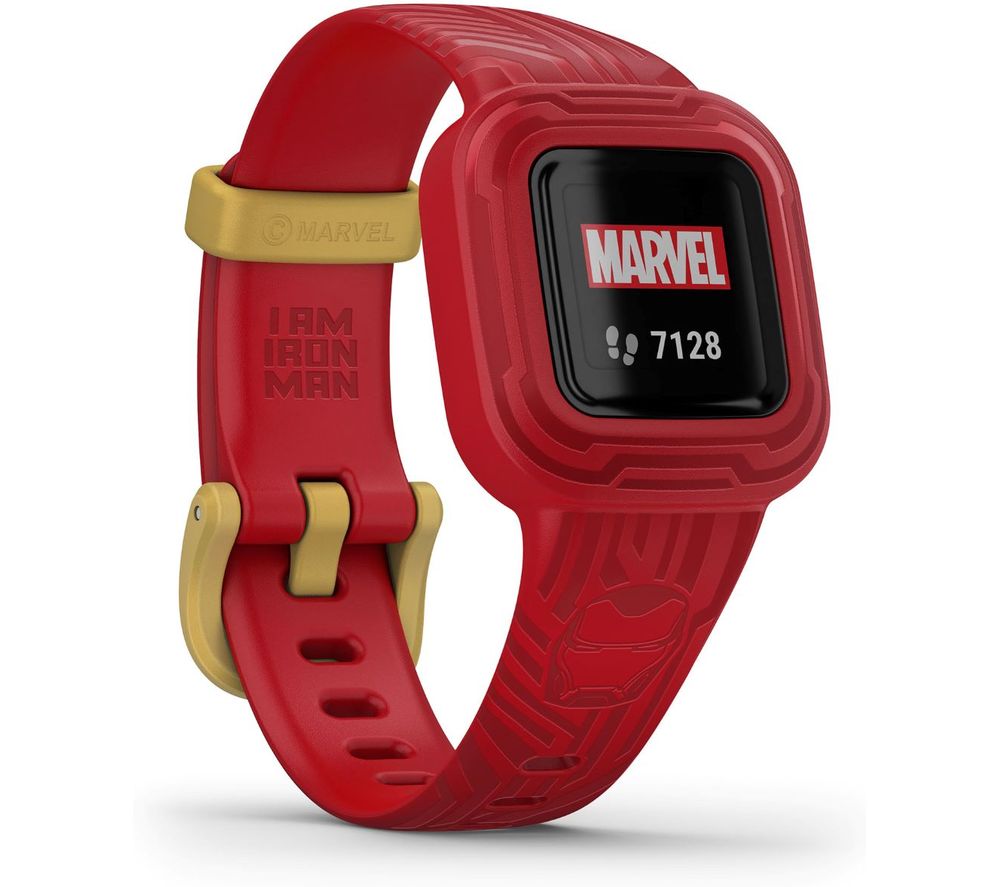 GARMIN vivofit jr. 3 Kid's Activity Tracker - Marvel Iron Man, Adjustable Band, Patterned,Red