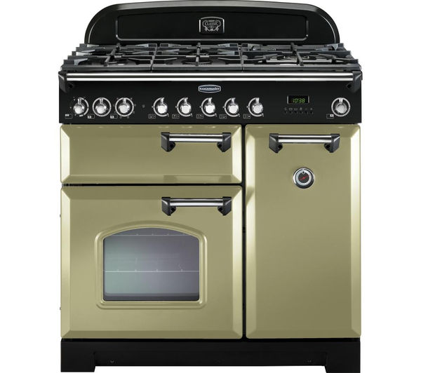 Rangemaster Classic Deluxe 90 Dual Fuel Range Cooker - Olive Green & Chrome, Olive