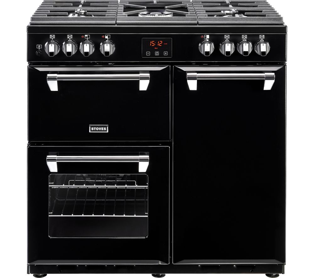 STOVES Ellingwood 90DFT Dual Fuel Range Cooker - Black & Chrome, Black