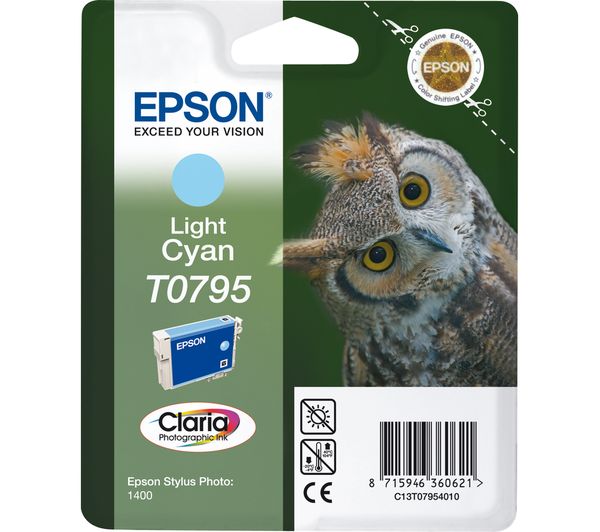 Epson T0795 Owl Light Cyan Ink Cartridge, Cyan