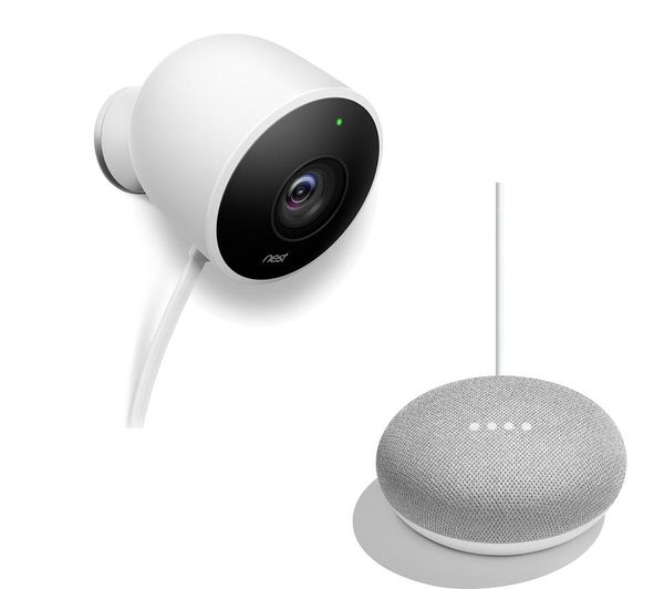 NEST Cam Outdoor Smart Security Camera & Home Mini Bundle