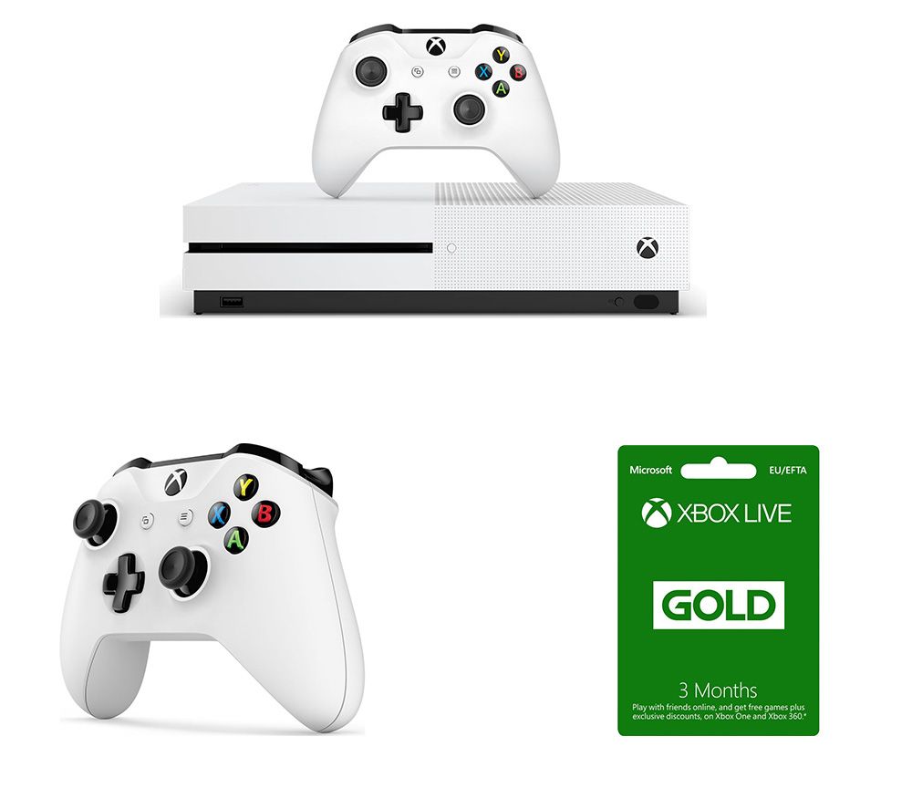 MICROSOFT Xbox One S, Wireless Controller & LIVE Gold Membership Bundle - 1 TB, Gold