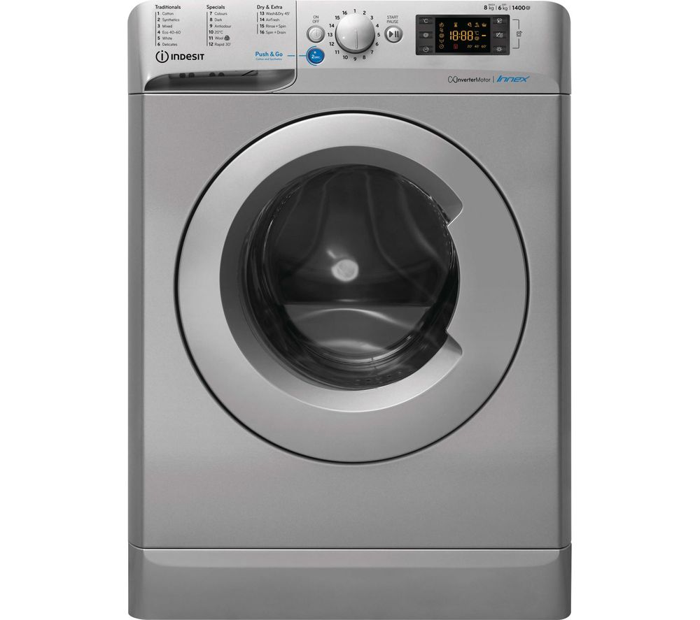 INDESIT Innex BDE 861483X S UK N 8 kg Washer Dryer - Silver, Silver
