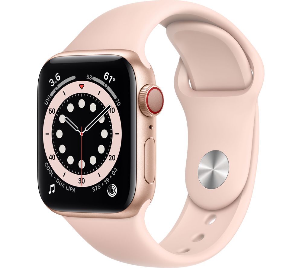 APPLE Watch Series 6 Cellular - Gold Aluminium with Pink Sand Sports Band, 40 mm, Gold