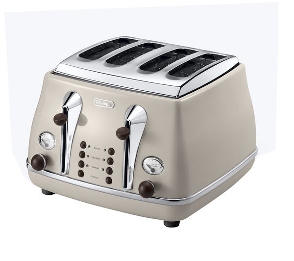 DELONGHI Icona Vintage CTO-V4003BG 4-Slice Toaster - Cream, Cream