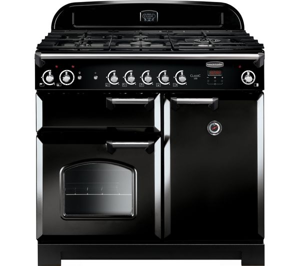 Rangemaster Classic 100 Dual Fuel Range Cooker - Black & Chrome, Black