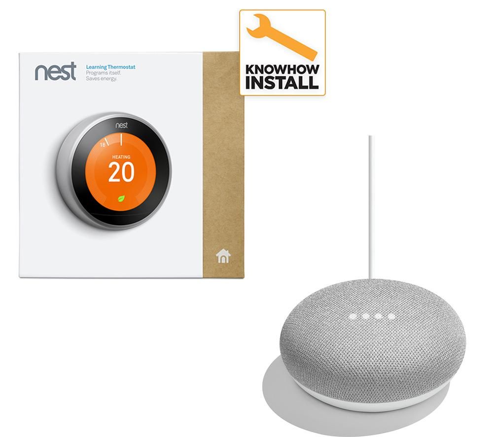 NEST Learning Thermostat and Installation & Home Mini Bundle