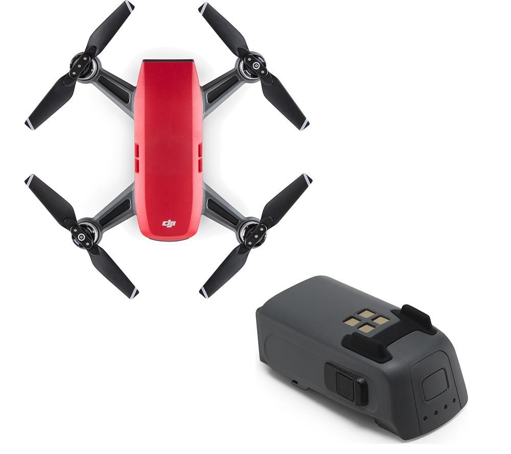 DJI Spark Drone & Intel®ligent Flight Battery Bundle - Lava Red, Red
