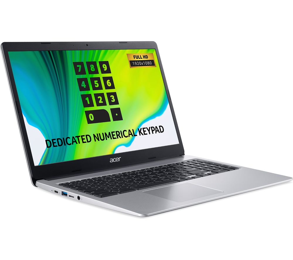 ACER 315 15.6" Chromebook - Intel®Celeron, 64 GB eMMC, Silver, Silver/Grey