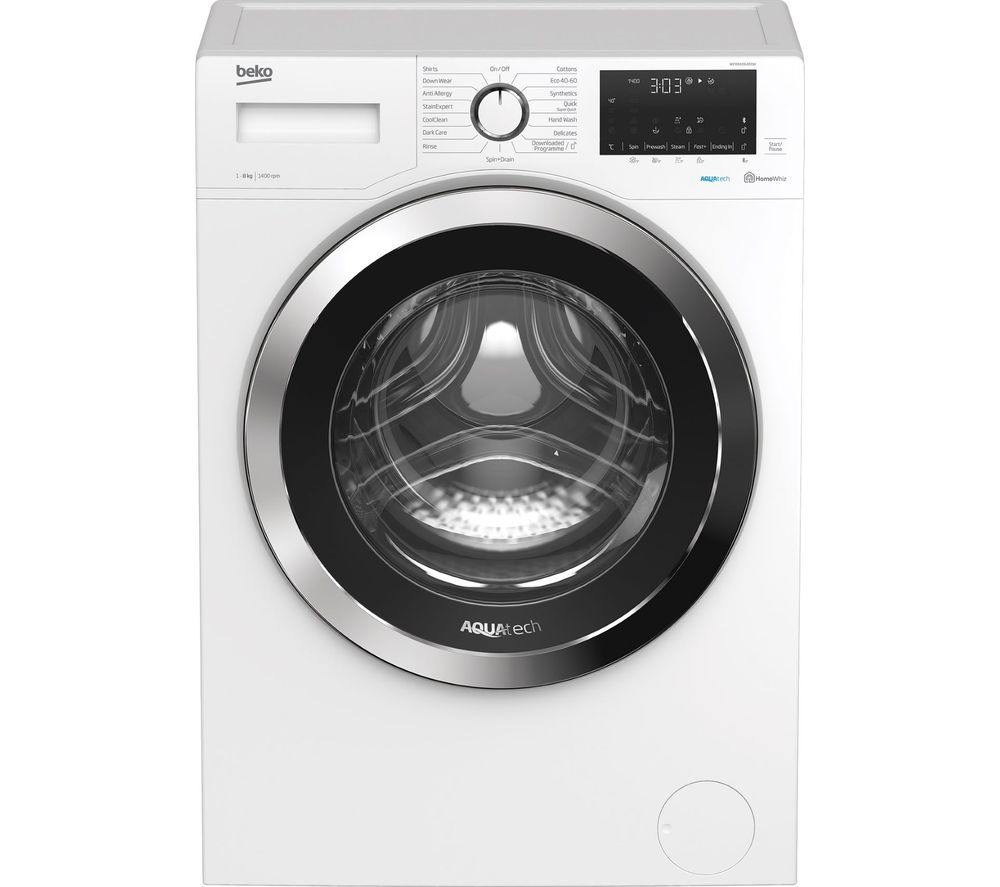 BEKO WEX84064E0W Bluetooth 8 kg 1400 Spin Washing Machine - White, White