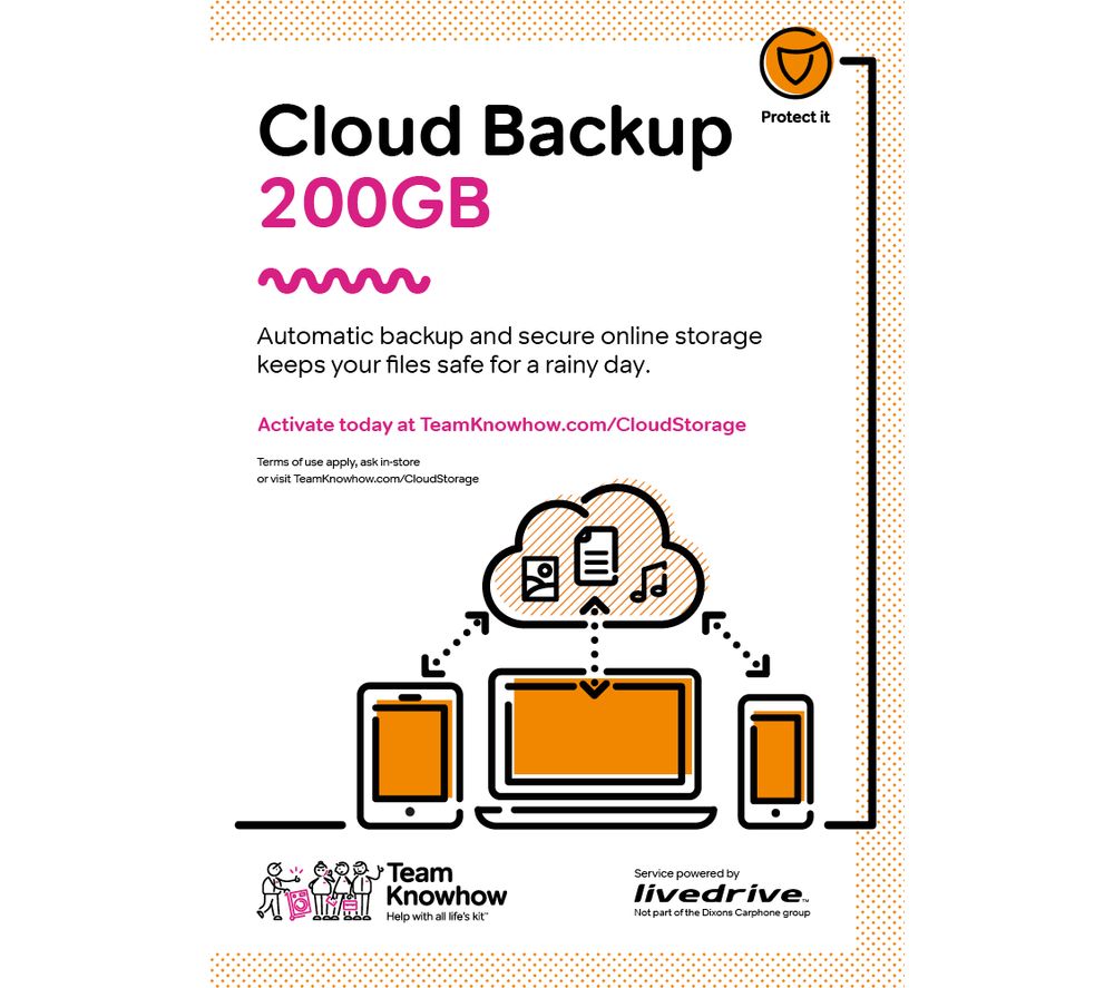 KNOWHOW Cloud Backup for Tablets & Mobiles - 200 GB, 1 year