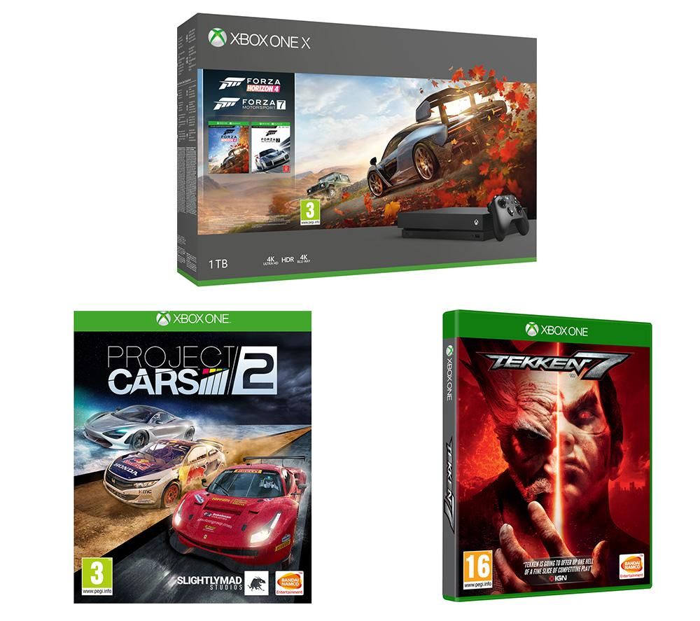 MICROSOFT Xbox One X, Forza Horizon 4, Forza Motorsport 7, Tekken 7 & Project Cars 2 Bundle, Snow