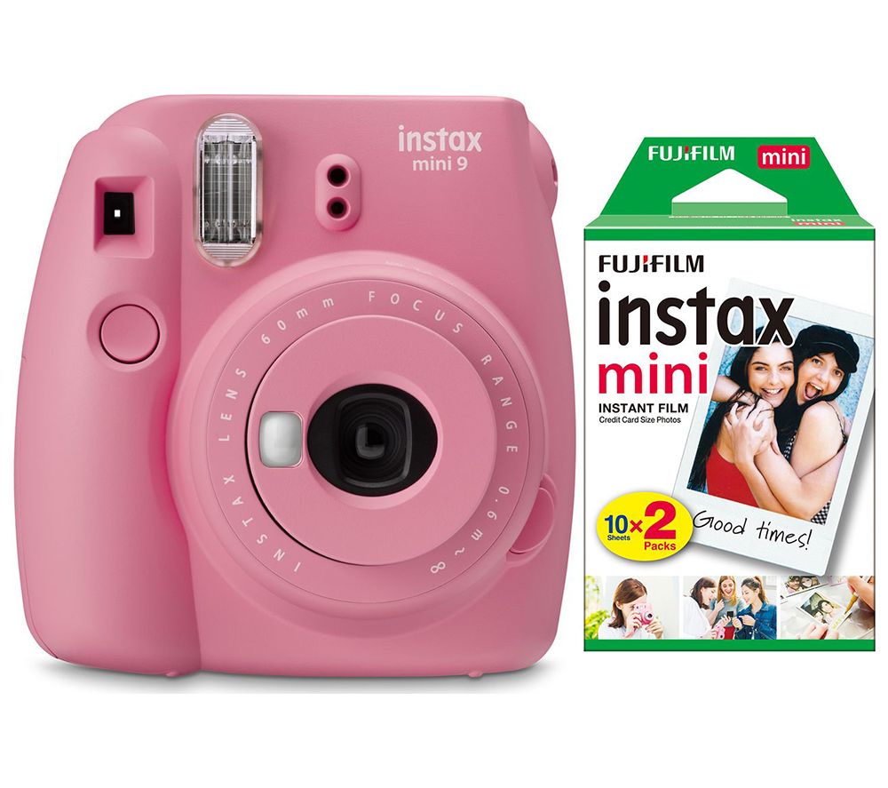 INSTAX mini 9 Instant Camera with Pink Lemonade Film & Mini Film 20 Shot Pack Bundle - Blush Rose, Pink