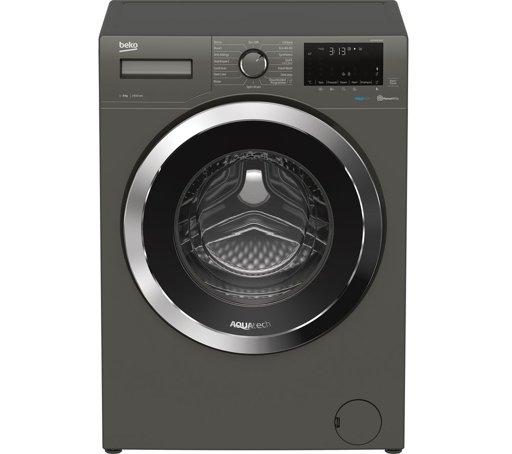 BEKO Aquatech WEX94064E0G Bluetooth 9 kg 1400 Spin Washing Machine - Graphite, Graphite