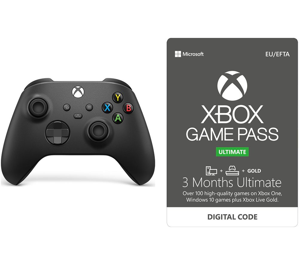 Xbox Wireless Controller & 3-Month Game Pass Ultimate Bundle - Carbon Black
