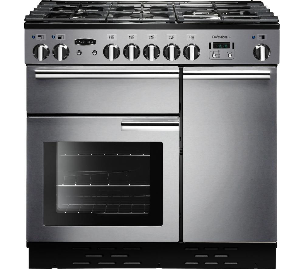 Rangemaster Professional+ 90 Dual Fuel Range Cooker - Stainless Steel & Chrome, Stainless Steel