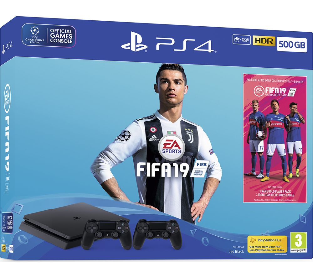 PlayStation 4 with FIFA 19 & Wireless Controller - 500 GB