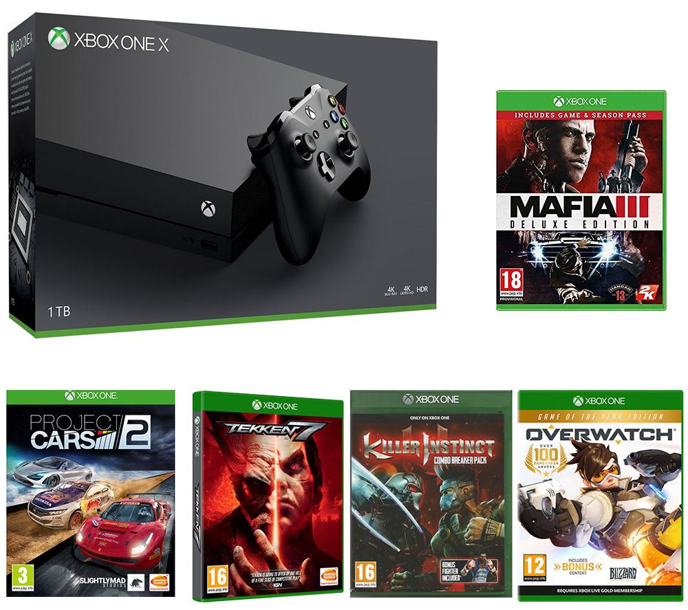 MICROSOFT Xbox One X, Tekken 7, Killer Instinct Combo Breaker Pack, Mafia III, Overwatch & Project Cars 2 Bundle