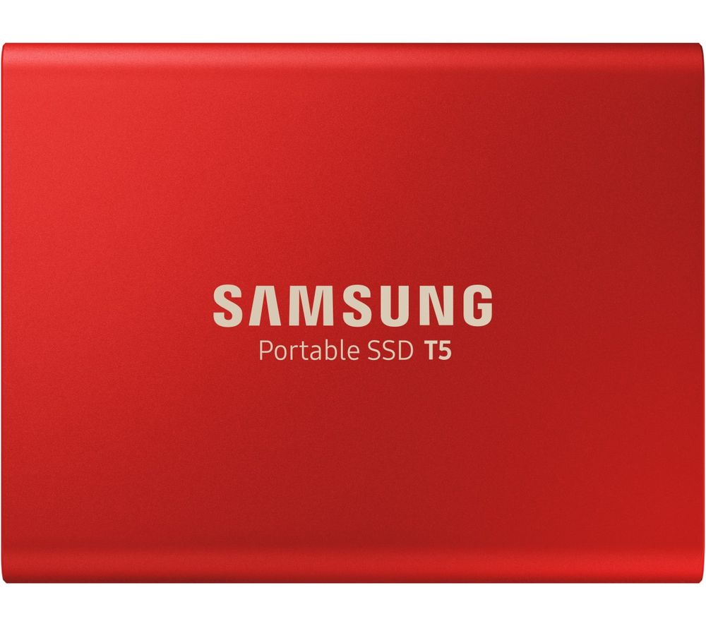 SAMSUNG T5 External SSD - 500 GB, Red, Red