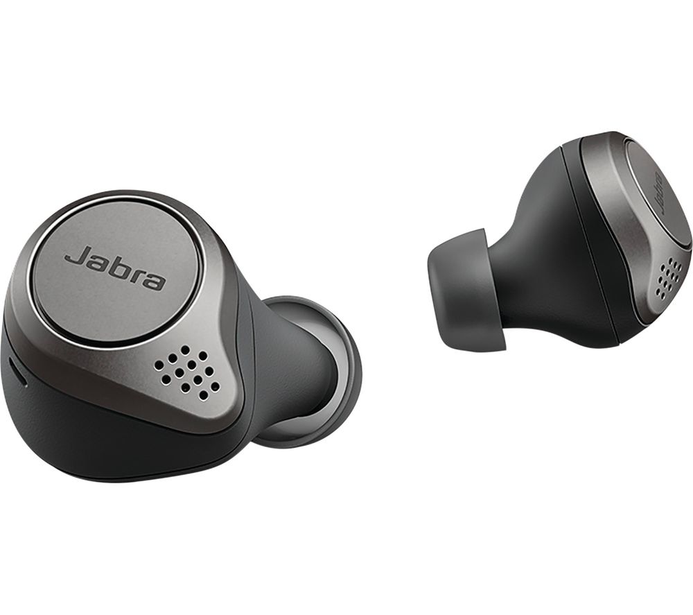 JABRA Elite 75t Wireless Bluetooth Noise-Cancelling Earbuds - Titanium Black, Titanium