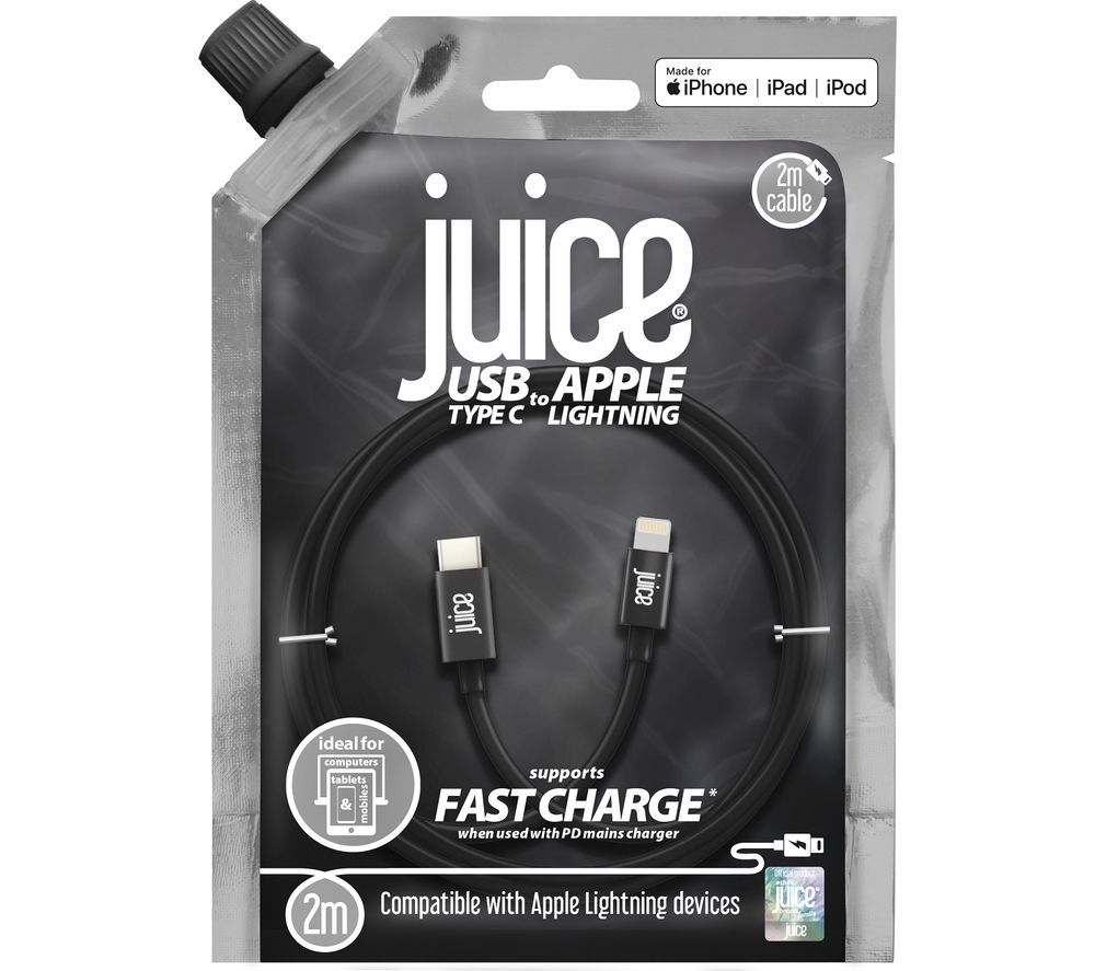 JUICE USB Type-C to Lightning Cable - 2 m, Black, Black
