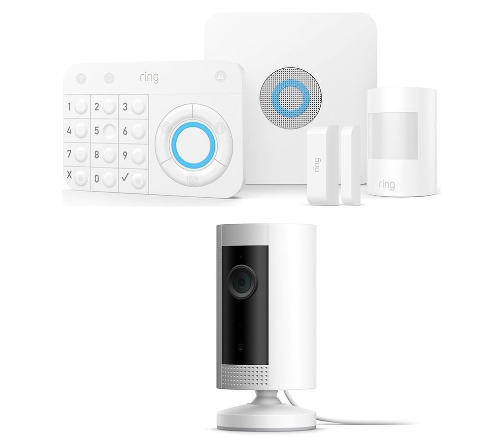 RING Alarm 5 Piece Security Kit & Indoor Cam Bundle - White, White