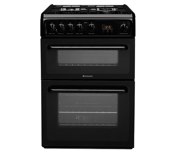 HOTPOINT HAG60K Gas Cooker - Black, Black