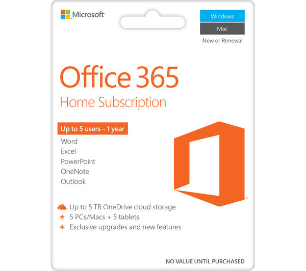 MICROSOFT Office 365 Home - 1 year for 5 users (download)