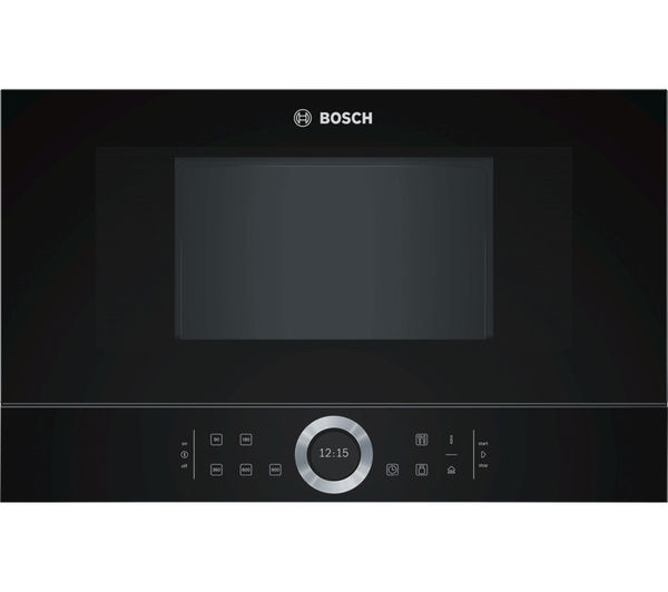BOSCH Serie 8 BFL634GB1B Built-In Solo Microwave - Black, Black