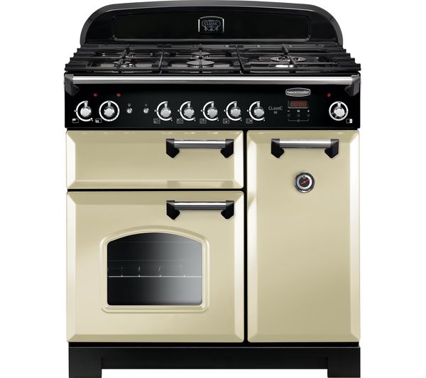 Rangemaster Classic 90 Gas Range Cooker - Cream & Chrome, Cream