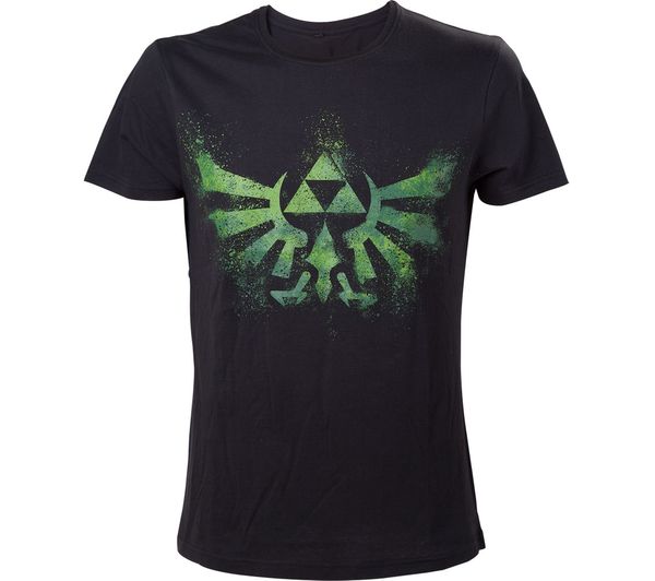 NINTENDO Legend of Zelda Green Triforce Logo T-Shirt - Large, Black, Green