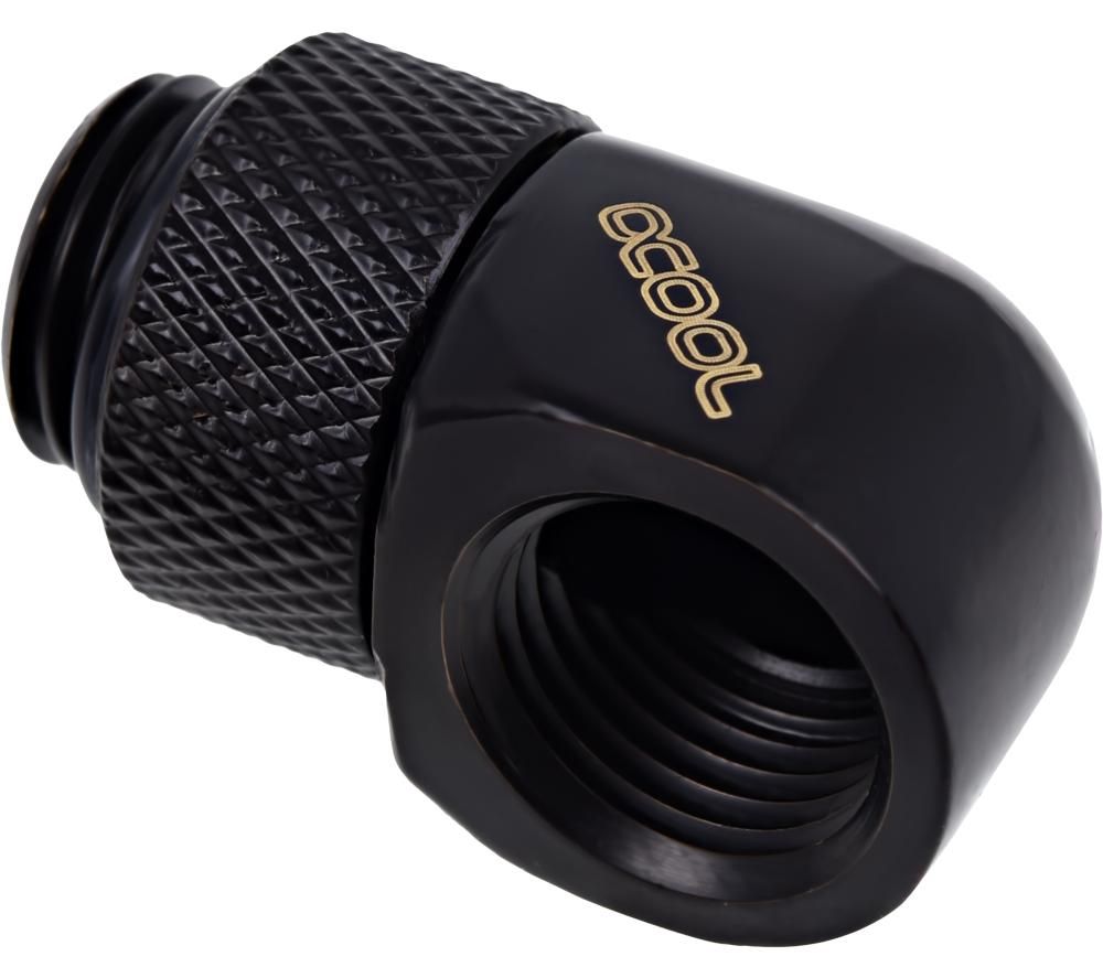 ALPHACOOL Icicle 90 Degree Angled Rotary Fitting - Black, Black