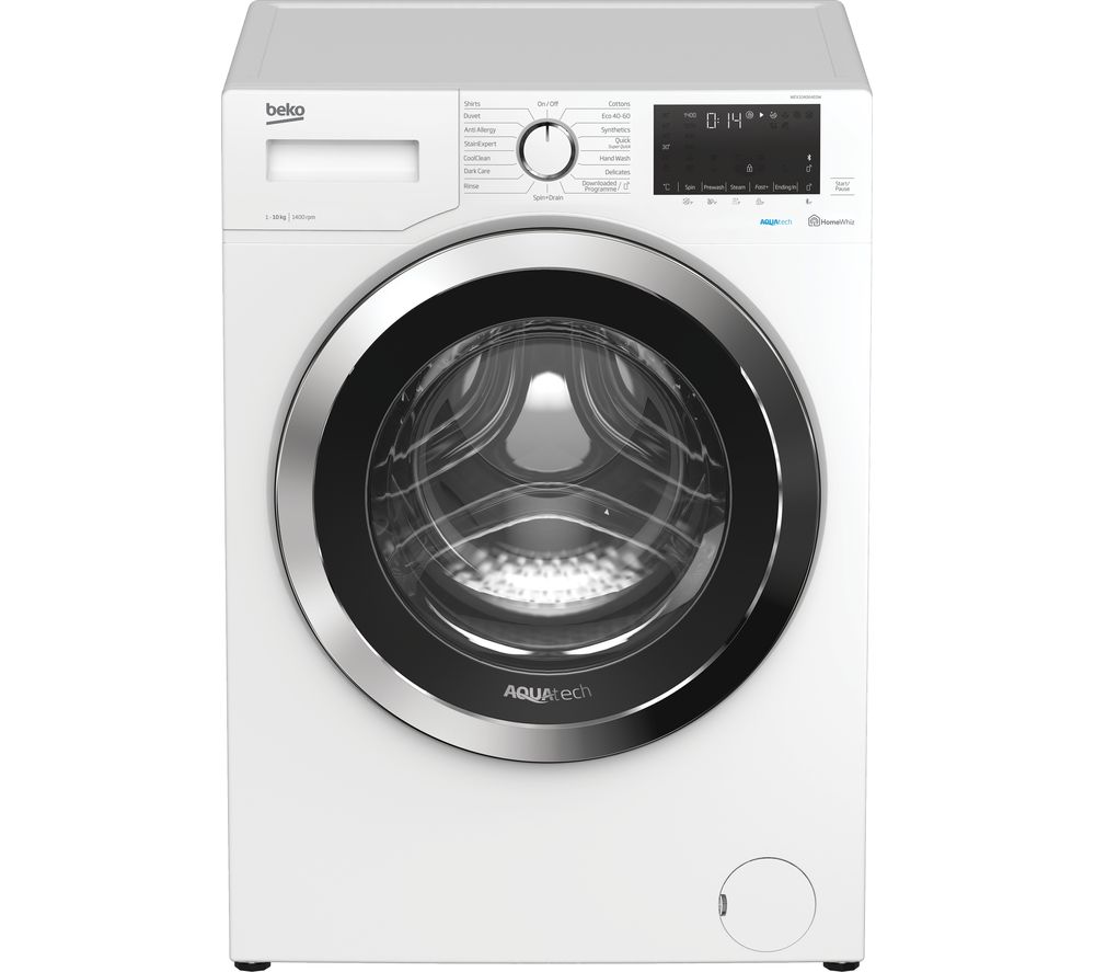 BEKO AquaTech WEX104064E0W Bluetooth 10 kg 1400 Spin Washing Machine - White, White