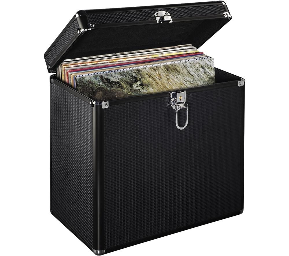 HAMA 50 LP Vinyl Record LP Storage Case - Black, Black