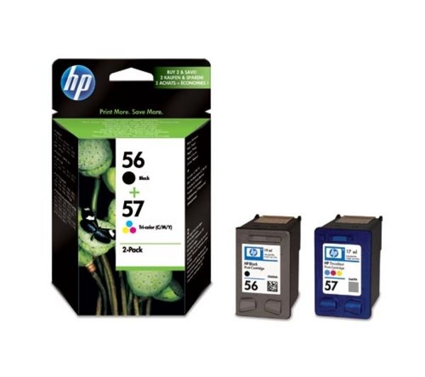 HP 56/57 Tri-colour & Black Ink Cartridges - Twin Pack, Black